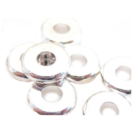 Mellem rondel skive 5 / 2 mm sølv belagt  - 8 stk