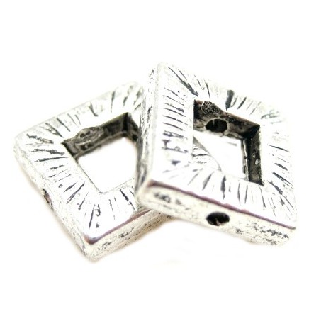 Firkantede sølv perler 10 / 1 mm - 2 stk