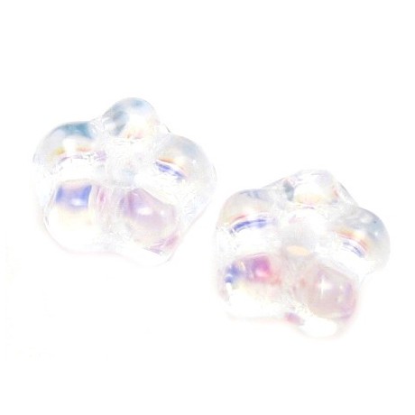 Klar facet glas blomst 5 mm i czglas - 2 stk