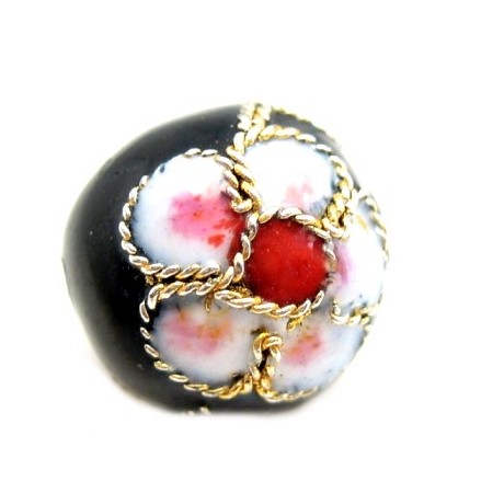 Cloisonne rund 12mm sort