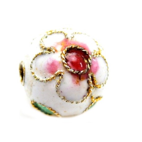 Cloisonne rund 10 mm hvid