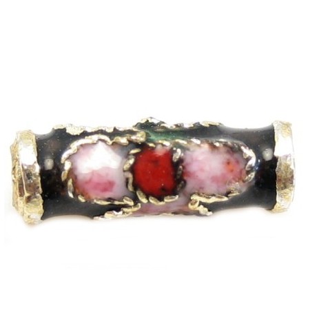 Cloisonne tube sort - 4 stk