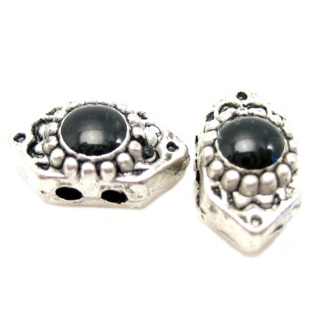 Flot med sort emalje og 2 x 2 huller - 2 stk