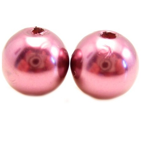 Voks perle 6mm  lys bordeaux  - 15 stk