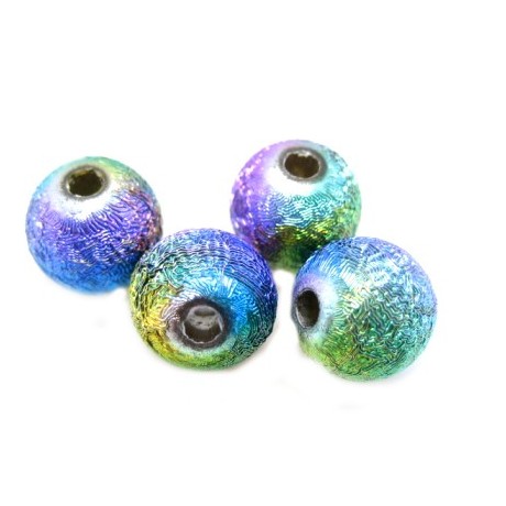 Silkebørstet regnbue perle 8mm - 4 stk