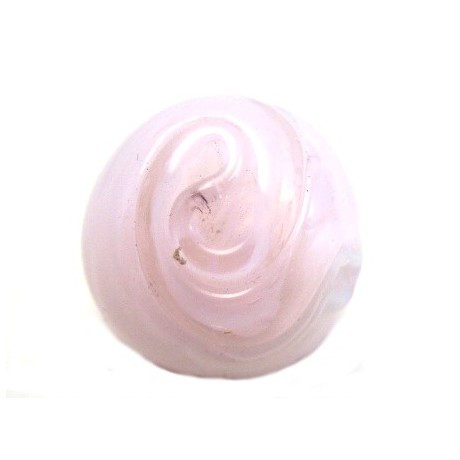 Lys rosa glas perle med rosen mønster - 13mm