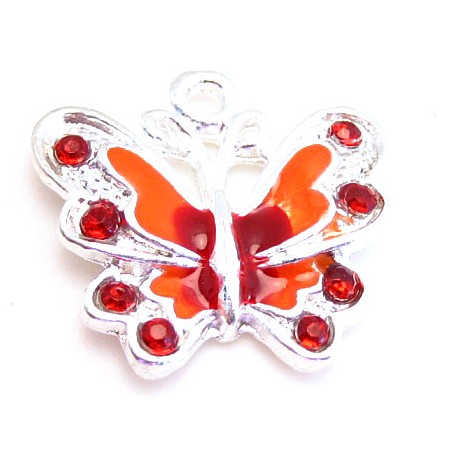 Sommerfugl med stene i rød og orange 22 mm