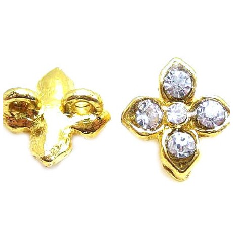 Rhinstens led forgyldt med 2 øjer