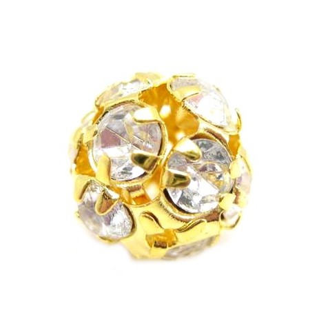 Rund guld plate rhinstens bold 12 mm