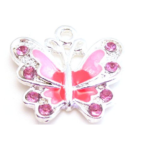 Sommerfugl med stene i rosa og pink 22 mm