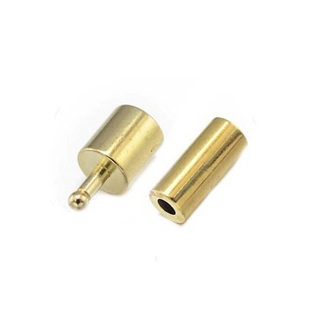 Messing lås med enderør  5 mm indvendig hul - 1 sæt