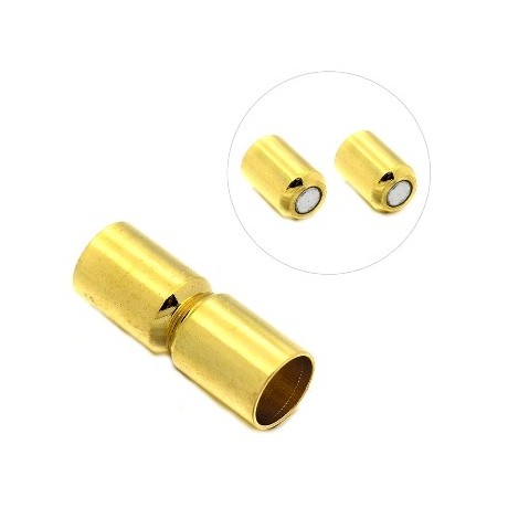 Magnet lås med enderør - guld bel. - 4 mm indvendigt mål