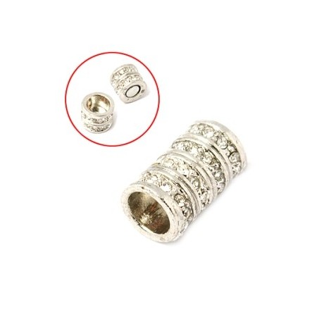 Magnet lås med klare stene sølv -  5mm indvendig