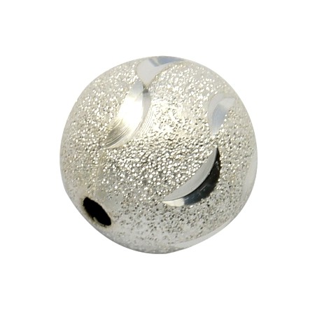 Sølv stardust perle med diamantskæring 12/2 mm - 4 stk