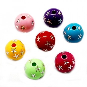 Miksede farvede perler med stjerne 10 / 2 mm - 10 stk