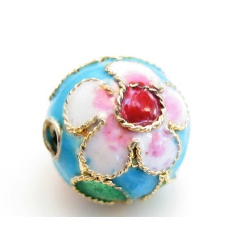 Rund 8 mm turkis cloisonne - 4 stk
