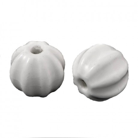 Porcelæns perle 13 x 12 / 2 mm - 2 stk - Musselmalet serie