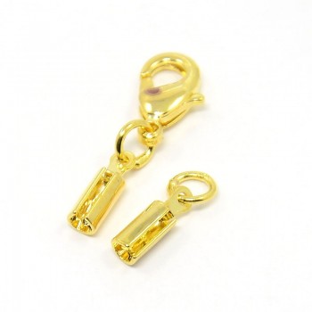 Låsesæt med enderør guld indvendigt -  hul 2 mm