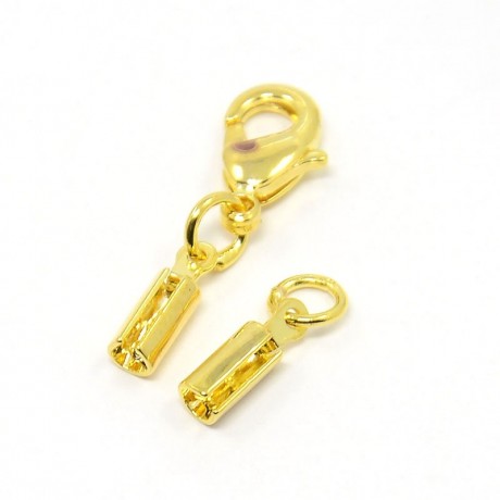 Låsesæt med enderør guld indvendigt -  hul 2 mm