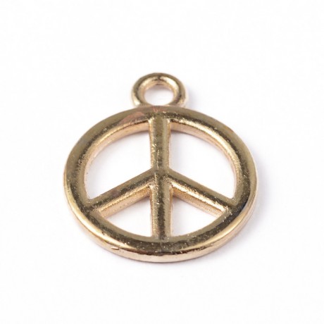 Peace tegn guld 15 mm - 2 stk