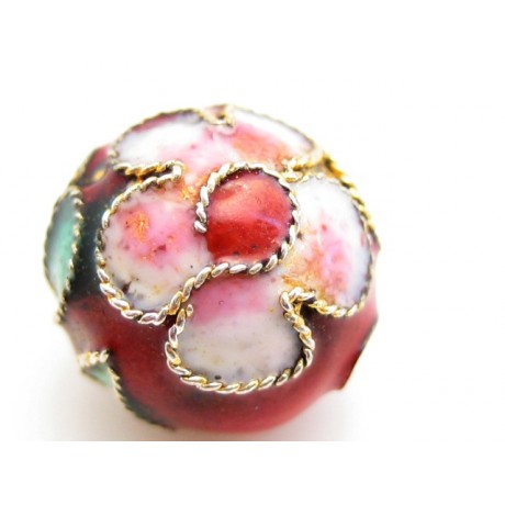 Rund 8mm brun cloisonne - 4 stk