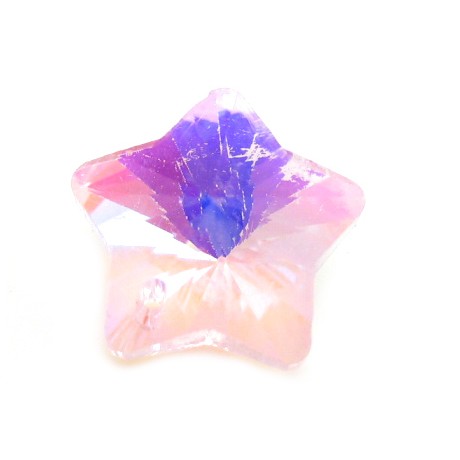 Rosa glas faceteret stjerne 14mm