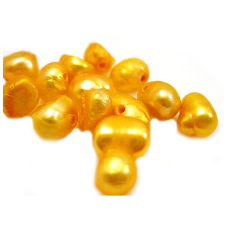 Ferskvandsperle 3-6 mm gul - orange - 20 stk