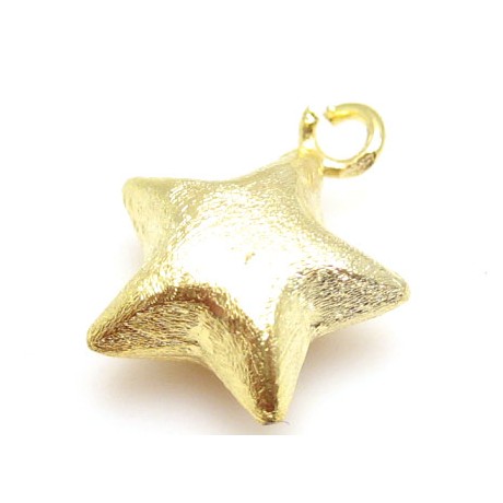 Børstet guld stjerne 12 mm - 2 stk