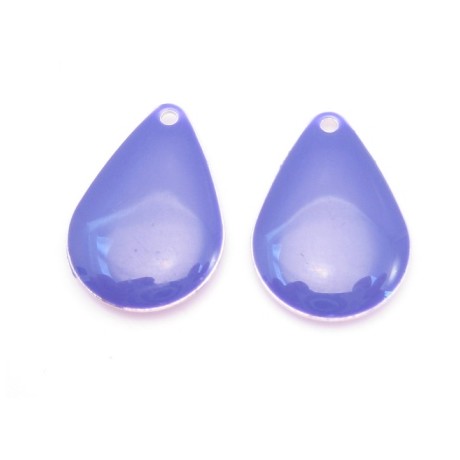 Emalje dråbe Mørk lilla 20 mm - 2 stk