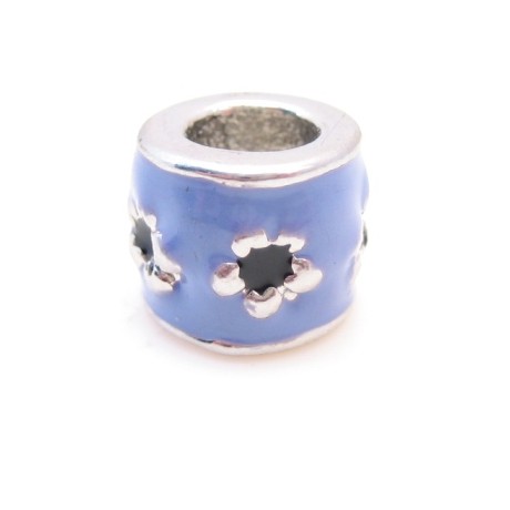 Emalje led 10 mm med blomst - LILLA