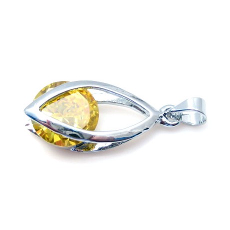 Flot vedhæng med rhinsten 28 mm Gul