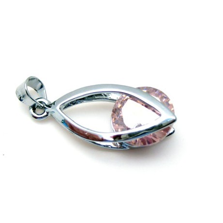 Flot vedhæng med rhinsten 28 mm Rosa