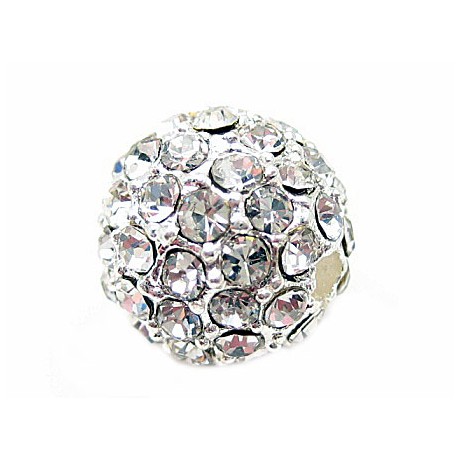 Shamballa 10 mm perle med stene sølv - eksklusiv