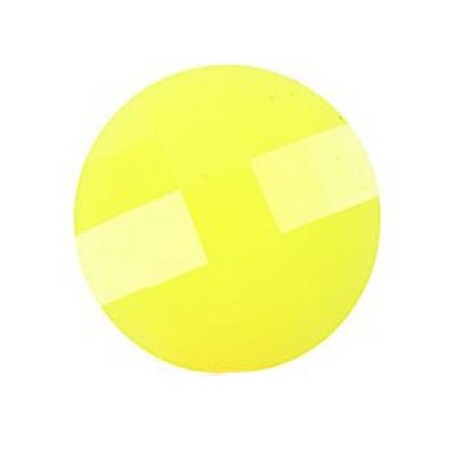 Facet perle flad neon gul 13 mm - 2 stk
