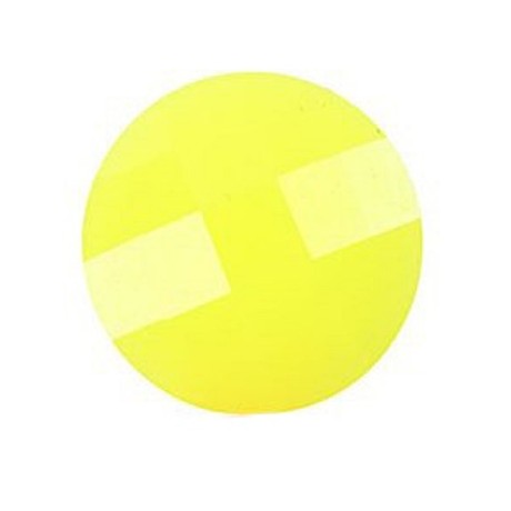 Facet perle flad neon gul 13 mm - 2 stk