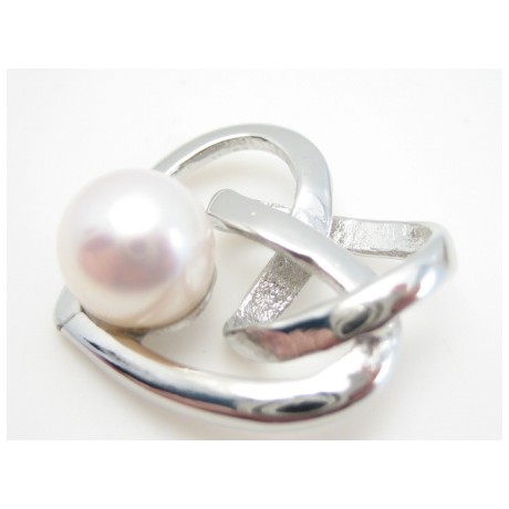 Ferskvandsperle hvid vedhæng