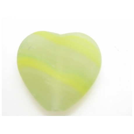 Glas hjerte grøn - 2 stk